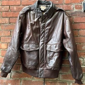 Banana Republic Leather Bomber Jacket Airmen’s Coat Epaulettes Chocolate Brown